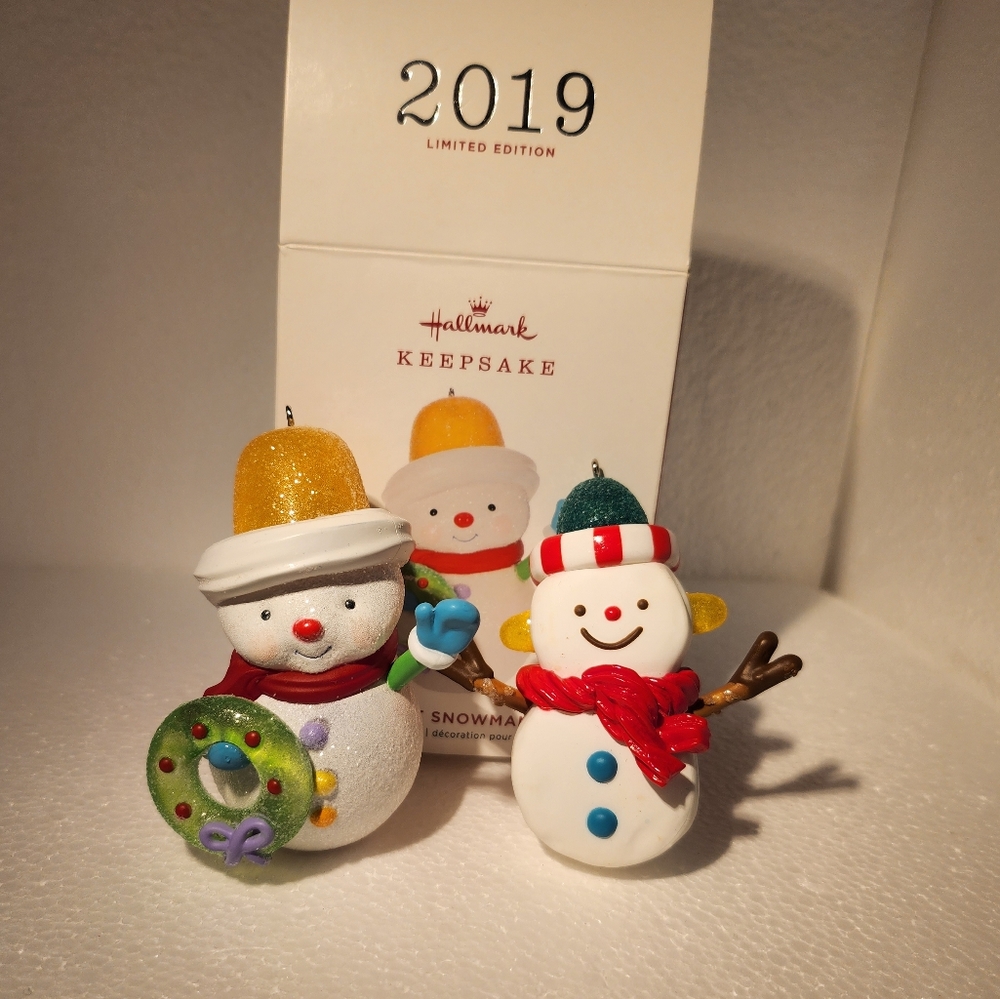 Hallmark Keepsake 2019 & 2017 Limited Edition Sweet Snowman ornaments - 2p Lot